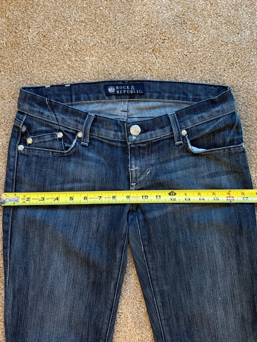 Rock & Republic Low Rise Skinny Jeans Size 26 Med Dk Wash Embroidered Pocket - Picture 13 of 16